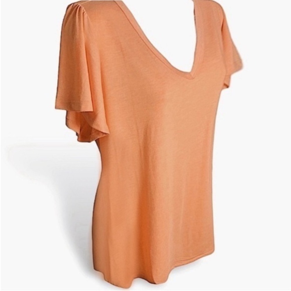 TORRID 'Peach Bloom' Girlfriend Jersey V-neck Flutter‎ Sleeve Tee NWT   Size 1X